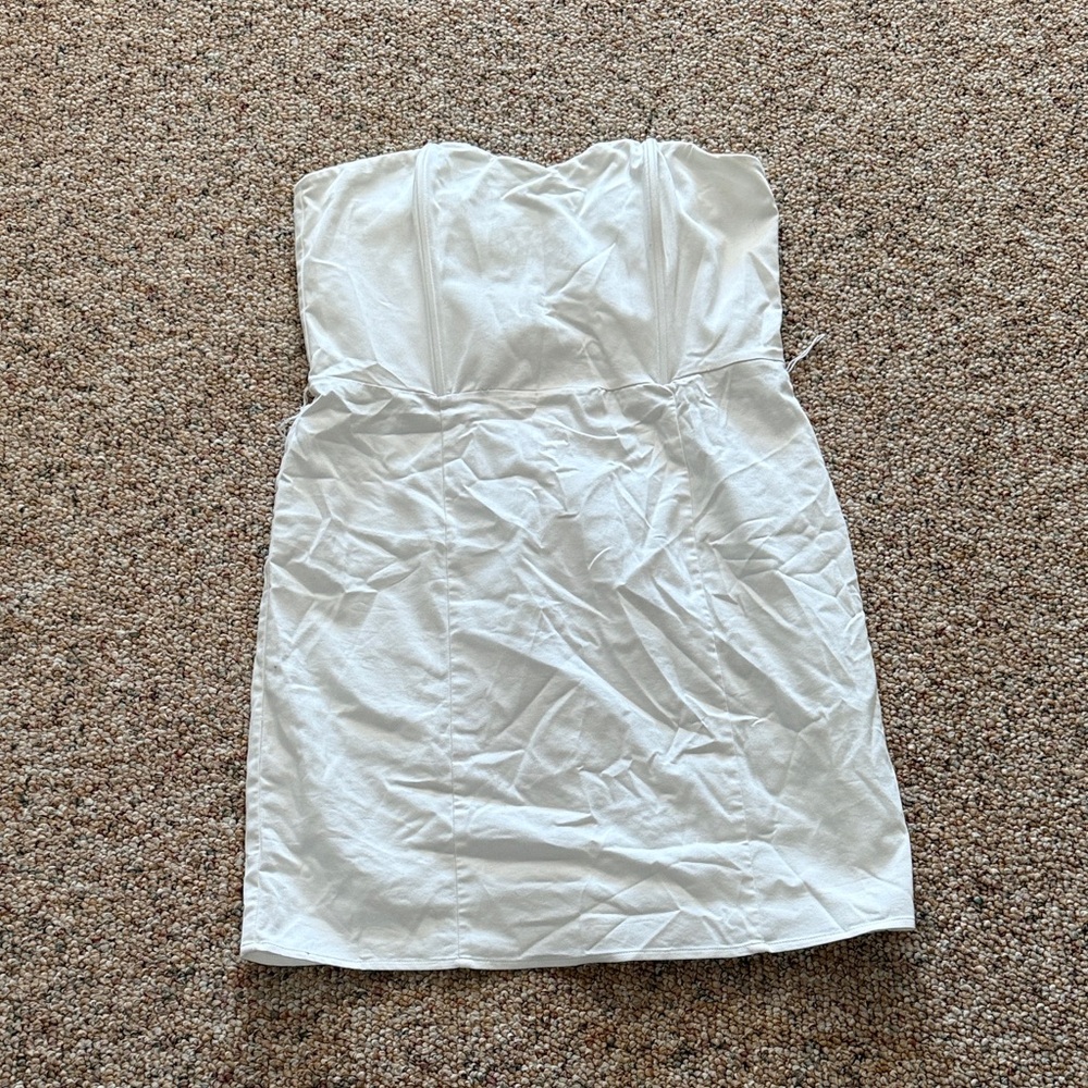 H&M White Strapless Dress Sweetheart Neckline